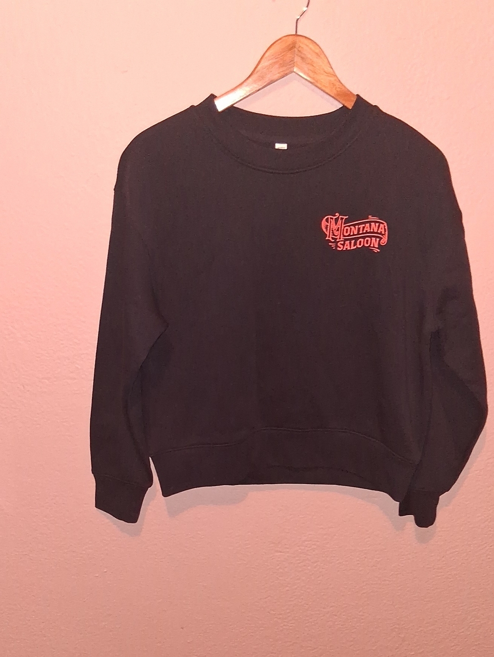 Black Crewneck Sweatshirt with Red Logo